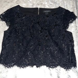 White House Black Market Lace Cap Sleeve Short Top